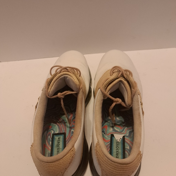 Footjoy Womens DryJoys Golf Shoes White Smooth, Tan Lizard Print Sz 10m #99193 - Picture 3 of 10